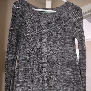 Black Lace Bottom -Black, Gray and White Sweater